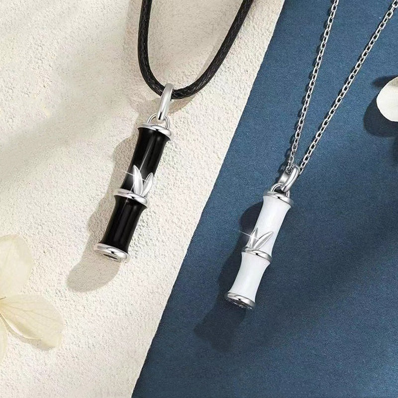 Collier porte-bonheur en cuivre et bambou pour couple, pendentif de 45 cm