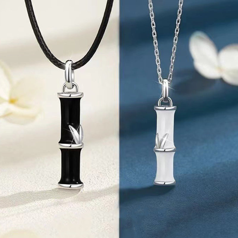 Collier porte-bonheur en cuivre et bambou pour couple, pendentif de 45 cm
