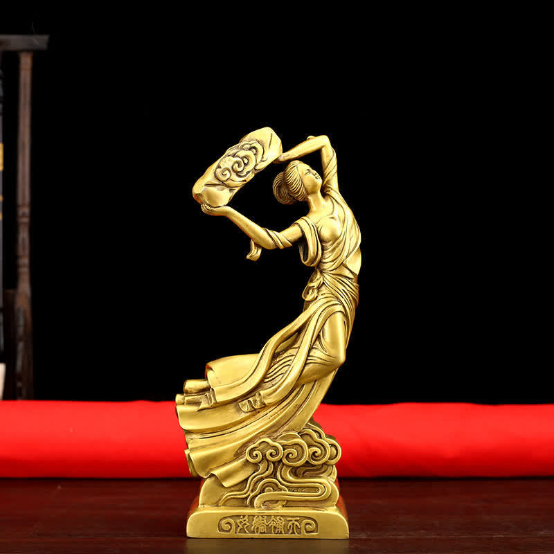 Statue de protection du Bodhisattva Nuwa en cuivre 11x8x27cm