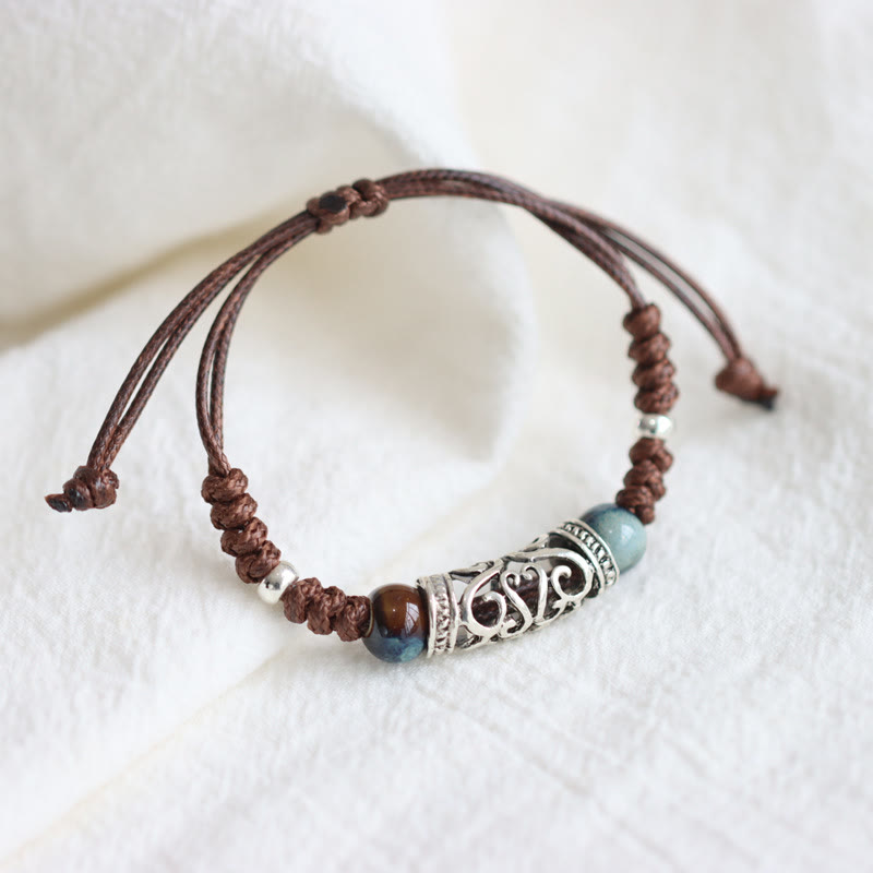 Bracelet spirituel en perles de céramique et de cuivre pour la richesse et la guérison