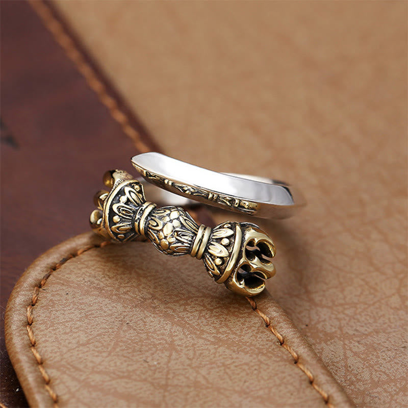 Bague de protection spirituelle réglable en cuivre Dorje Vajra