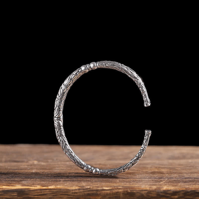 Bracelet manchette dragon en cuivre avec motif floral pour l'équilibre