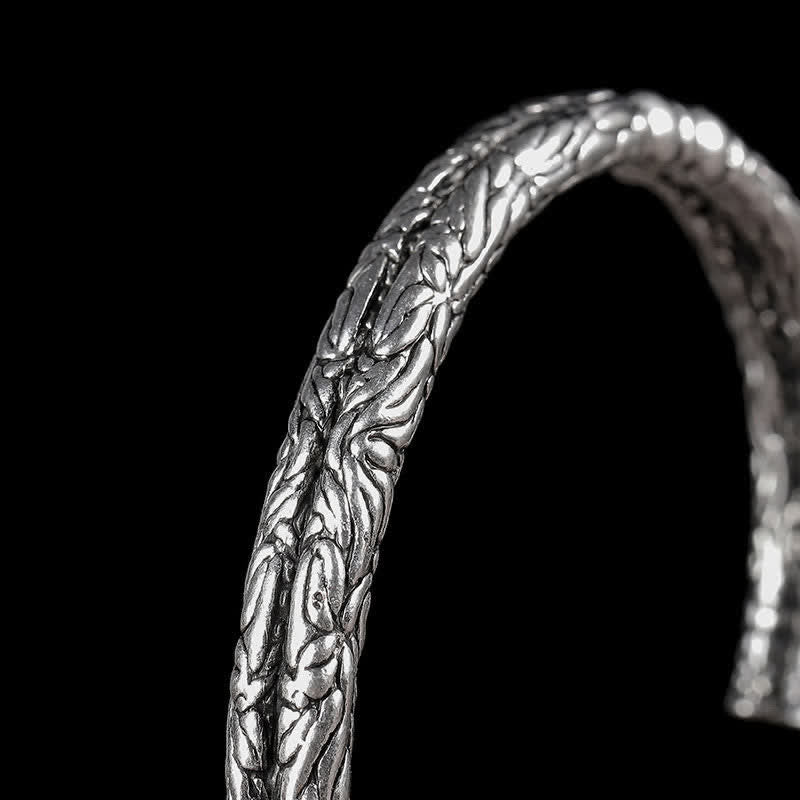 Bracelet manchette dragon en cuivre avec motif floral pour l'équilibre
