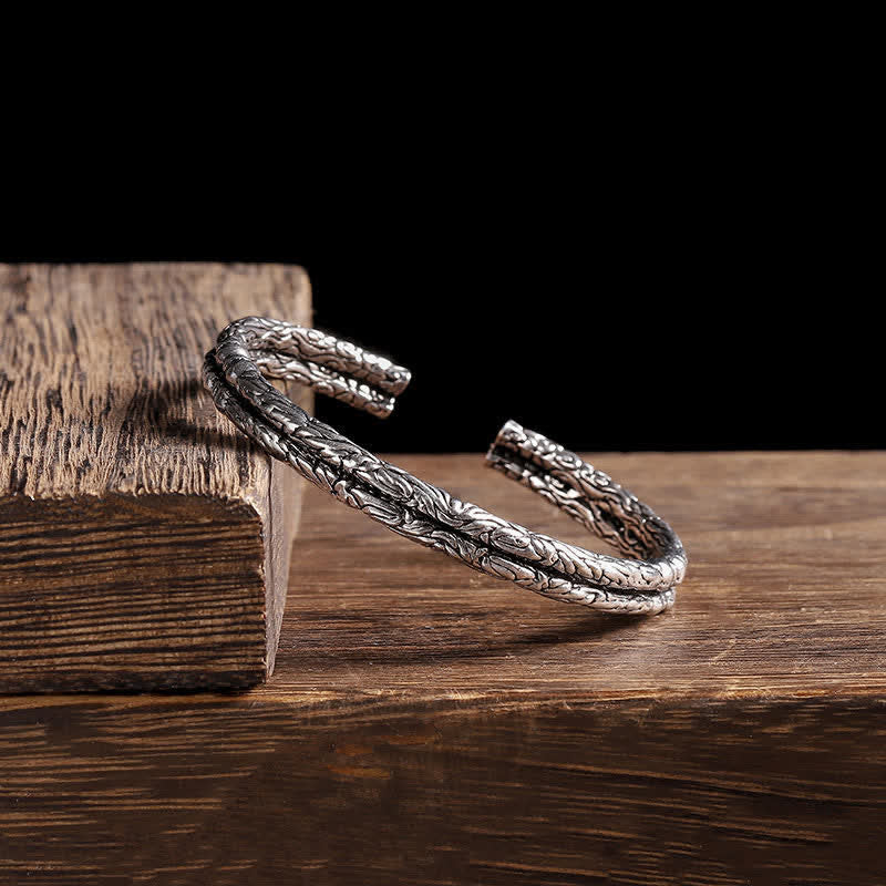 Bracelet manchette dragon en cuivre avec motif floral pour l'équilibre