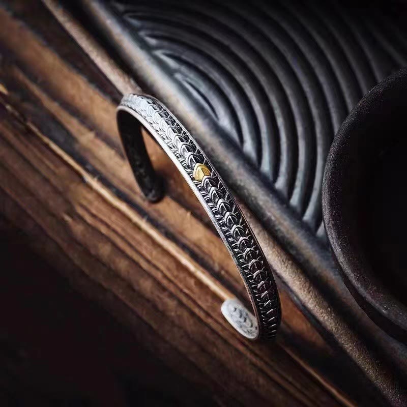 Bracelet porte-bonheur en écailles de dragon en cuivre réglable 55-60 mm
