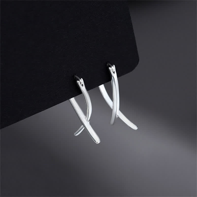 Boucles d'oreilles créoles spirituelles porte-bonheur en cuivre avec croix géométrique