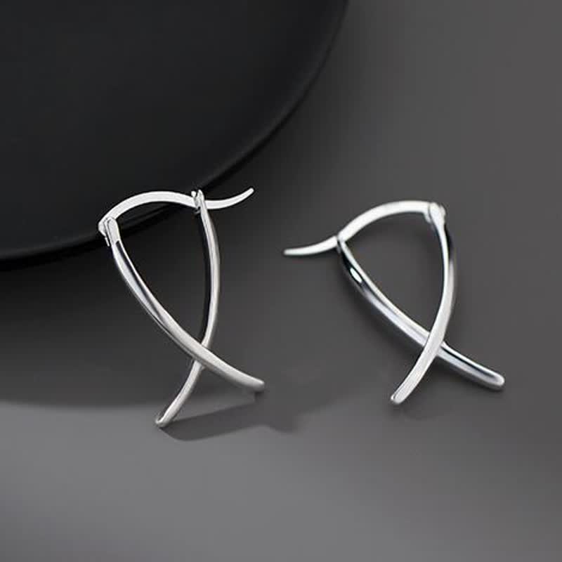 Boucles d'oreilles créoles spirituelles porte-bonheur en cuivre avec croix géométrique