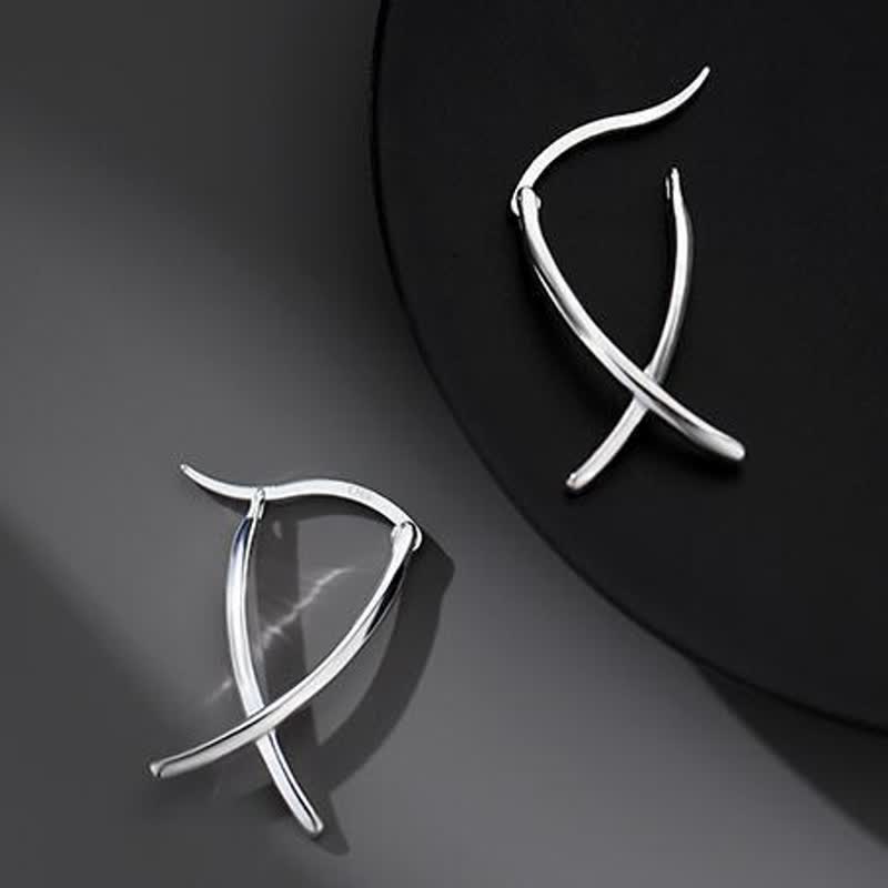 Boucles d'oreilles créoles spirituelles porte-bonheur en cuivre avec croix géométrique