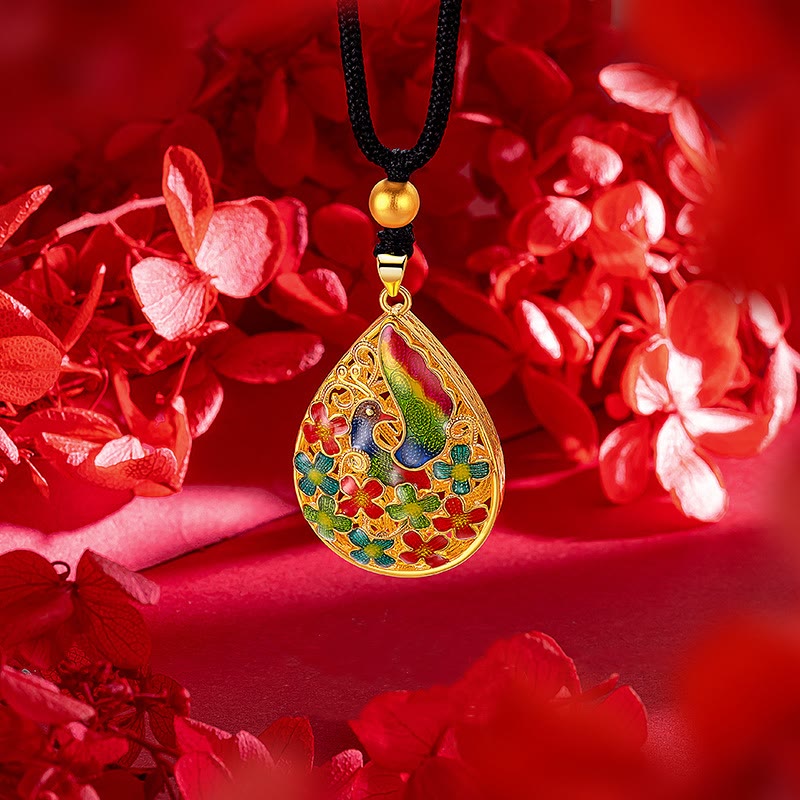 Collier Phénix en cuivre et or | Pendentif chance, force et protection