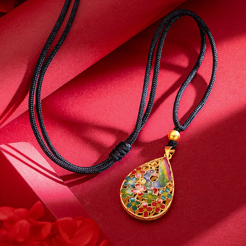 Collier Phénix en cuivre et or | Pendentif chance, force et protection