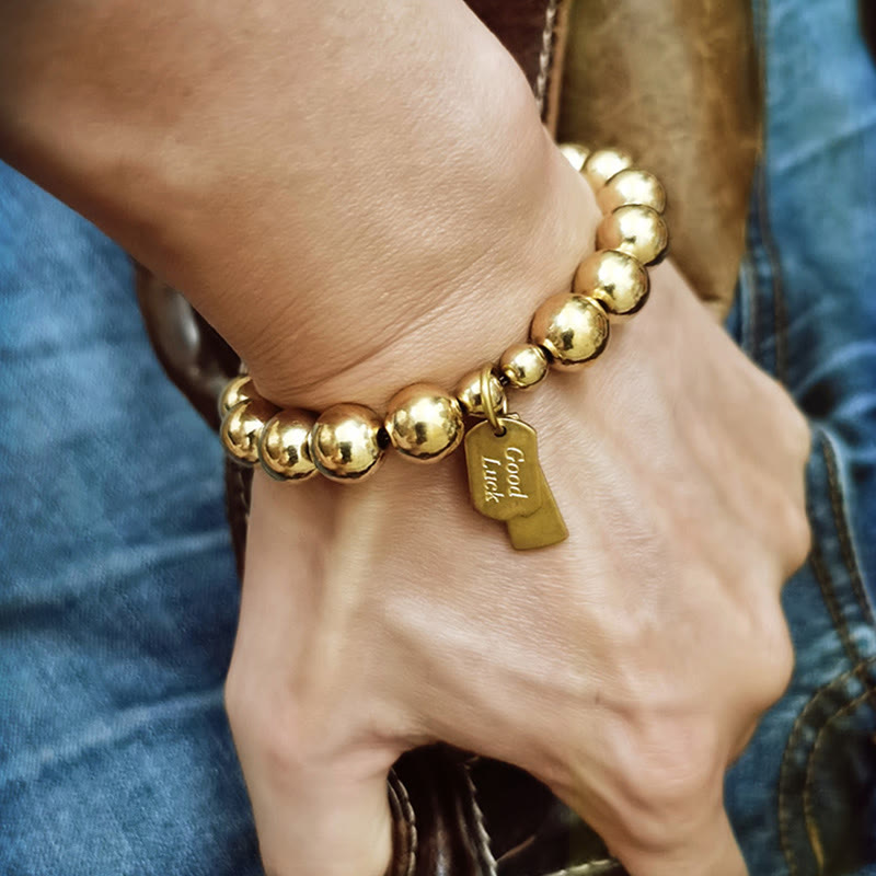 Bracelet de guérison en cuivre, perles de 10 mm pour l'équilibre et la chance