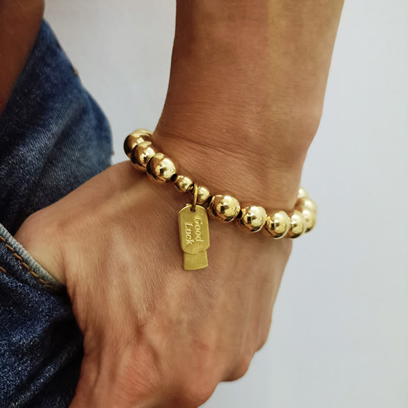 Bracelet de guérison en cuivre, perles de 10 mm pour l'équilibre et la chance