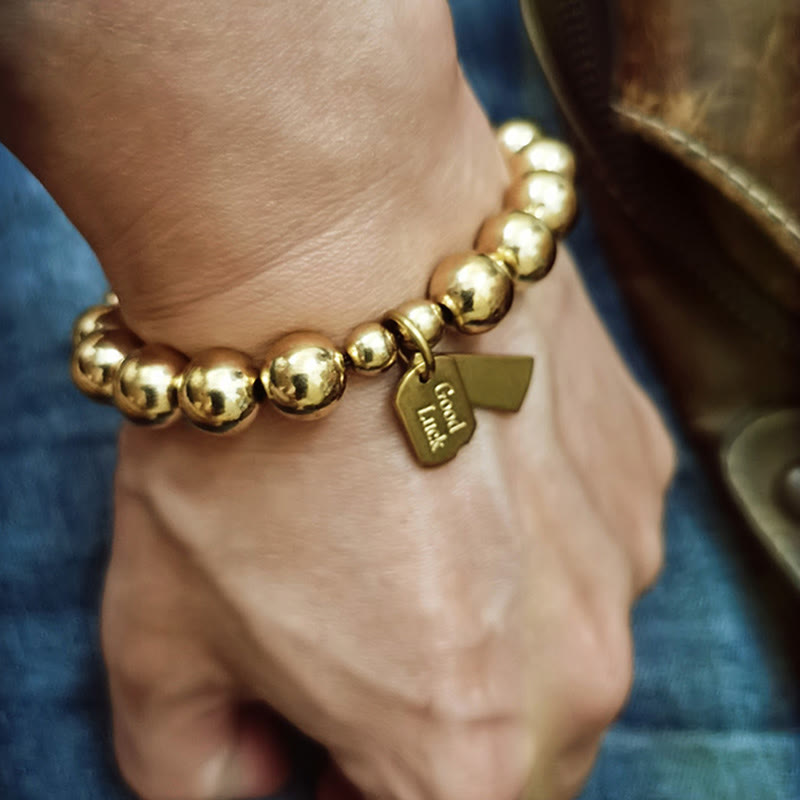 Bracelet de guérison en cuivre, perles de 10 mm pour l'équilibre et la chance