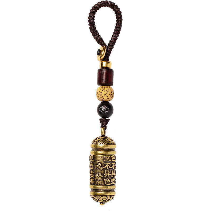 Porte-clés Sutra du Cœur en cuivre | Bijou spirituel pour l'équilibre