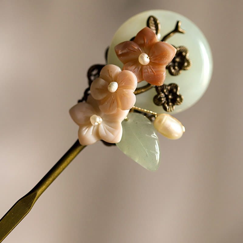 Épingle à cheveux porte-bonheur en jade et cuivre | Épingles à cheveux chinoises