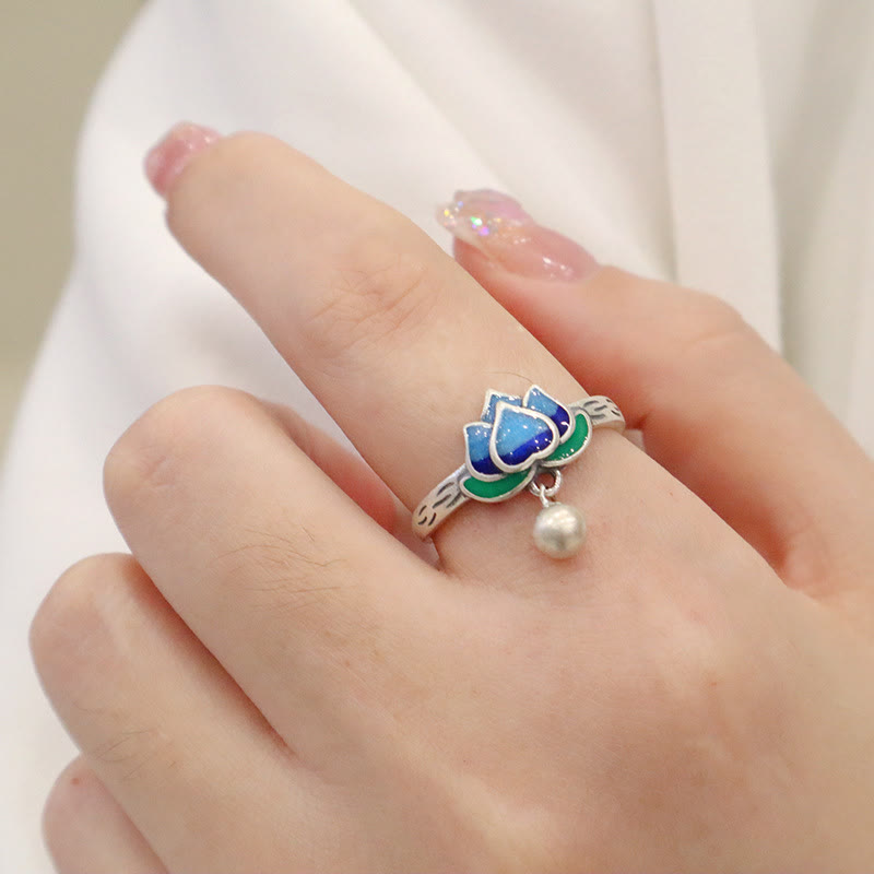 Bague Lotus en cuivre | Symbole d'illumination ajustable