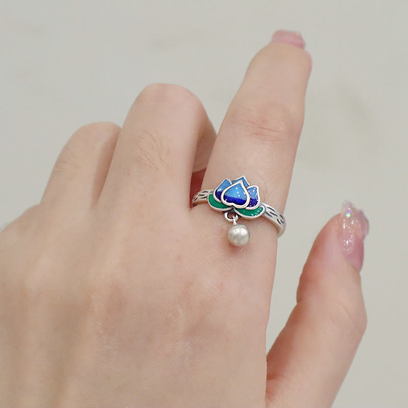 Bague Lotus en cuivre | Symbole d'illumination ajustable