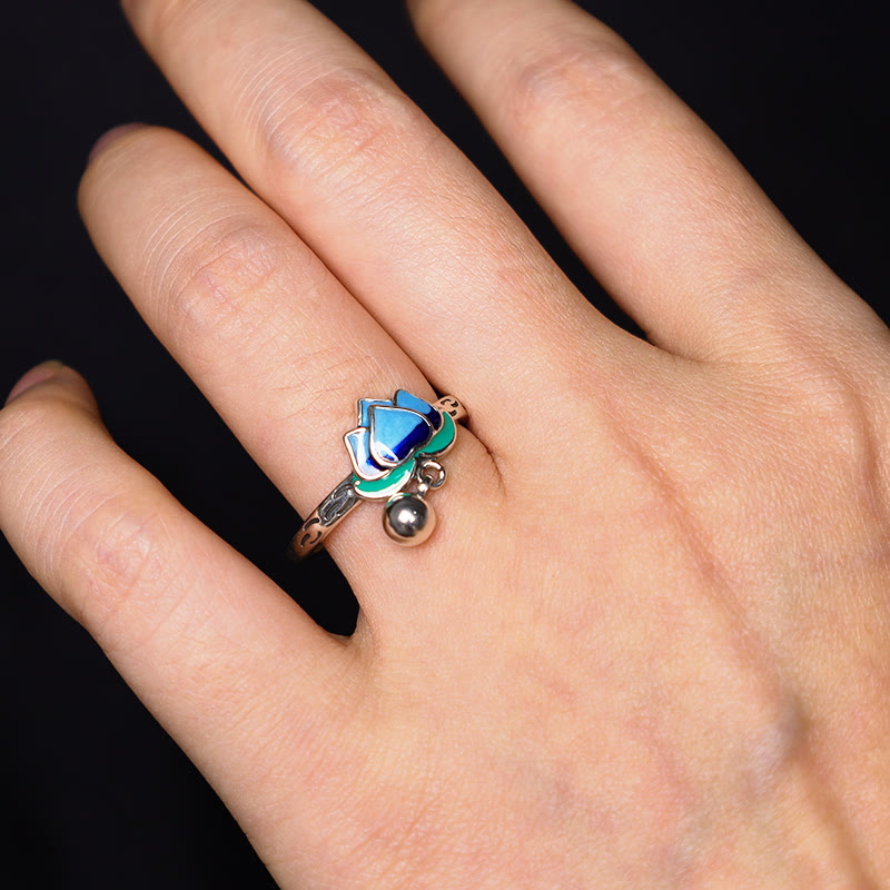 Bague Lotus en cuivre | Symbole d'illumination ajustable