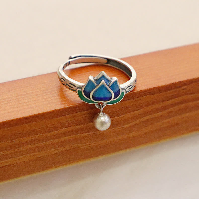 Bague Lotus en cuivre | Symbole d'illumination ajustable