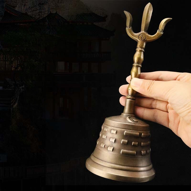 Cloche de méditation en cuivre et ensemble Vajra Dorje 8,66 pouces fait main au Tibet