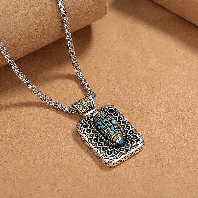 Collier de protection rotatif en perles Dzi à neuf yeux en cuivre