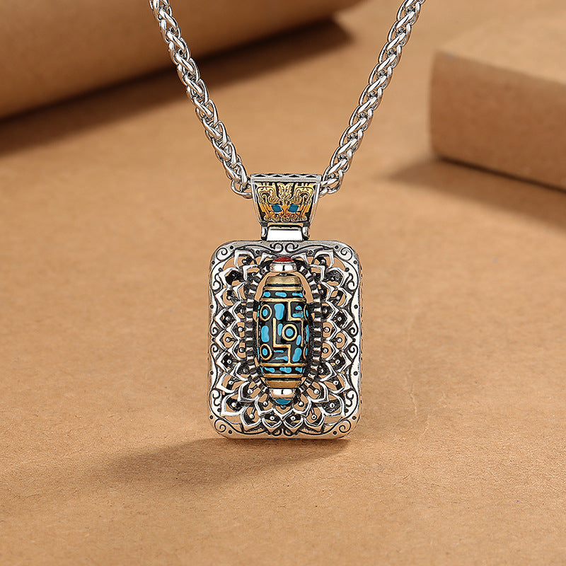 Collier de protection rotatif en perles Dzi à neuf yeux en cuivre