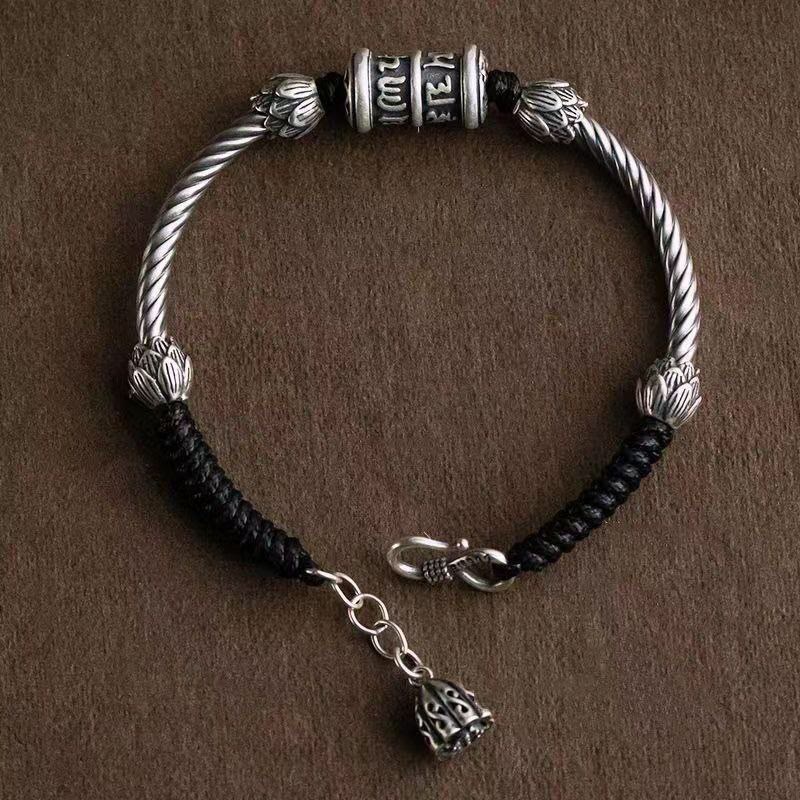 Bracelet en cuivre Om Mani Padme Hum Lotus Peace Unisexe