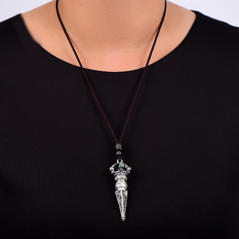 Collier Om Mani Padme Hum en cuivre avec pendentif Dorje Vajra