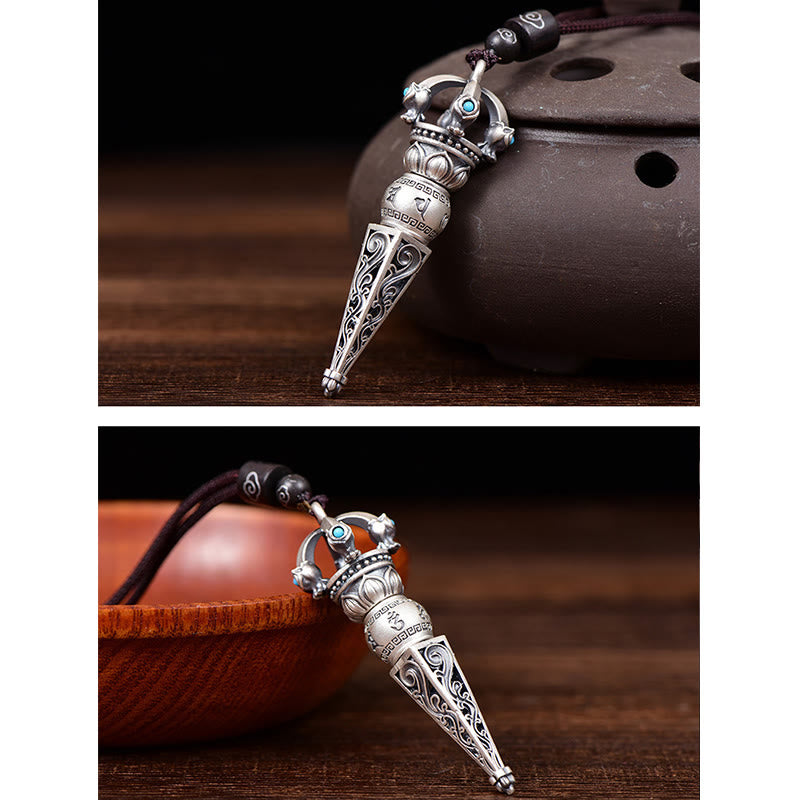 Collier Om Mani Padme Hum en cuivre avec pendentif Dorje Vajra