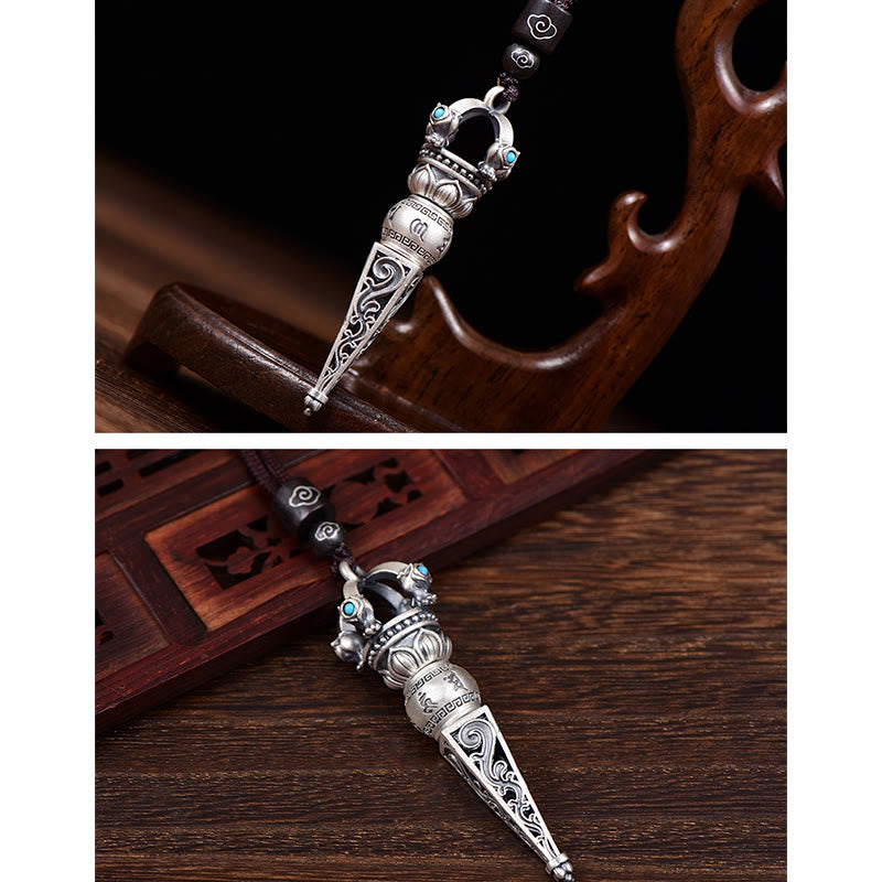 Collier Om Mani Padme Hum en cuivre avec pendentif Dorje Vajra