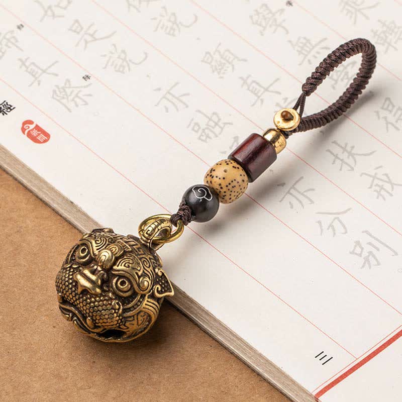 Porte-clés Pixiu en cuivre – Talisman de chance et de protection