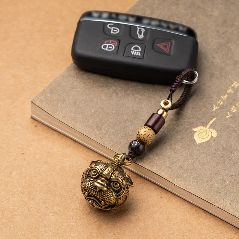 Porte-clés Pixiu en cuivre – Talisman de chance et de protection
