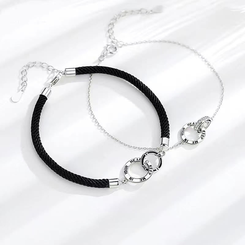 Bracelet spirituel en cuivre | Cercles entrelacés pour couple de guérison