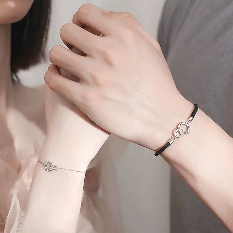 Bracelet spirituel en cuivre | Cercles entrelacés pour couple de guérison