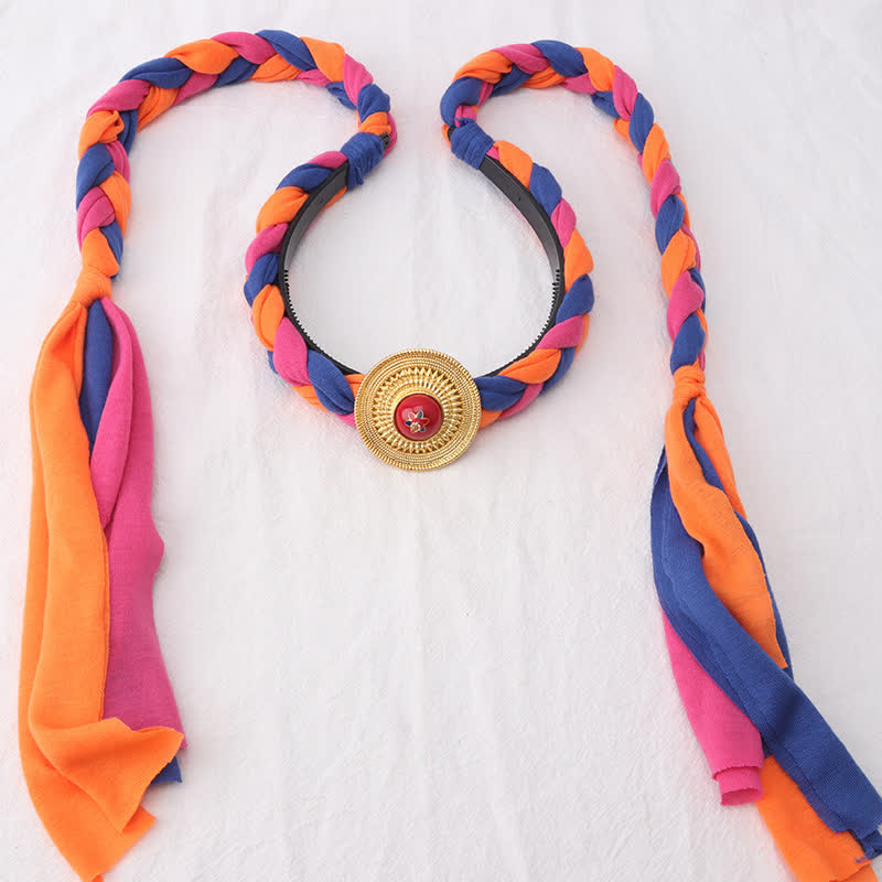 Accessoires pour cheveux spirituels en cuivre avec perles à pompons tibétaines colorées