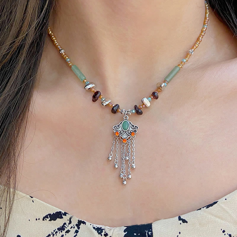Collier spirituel en cuivre | Pendentif porte-bonheur à pampille en cristal