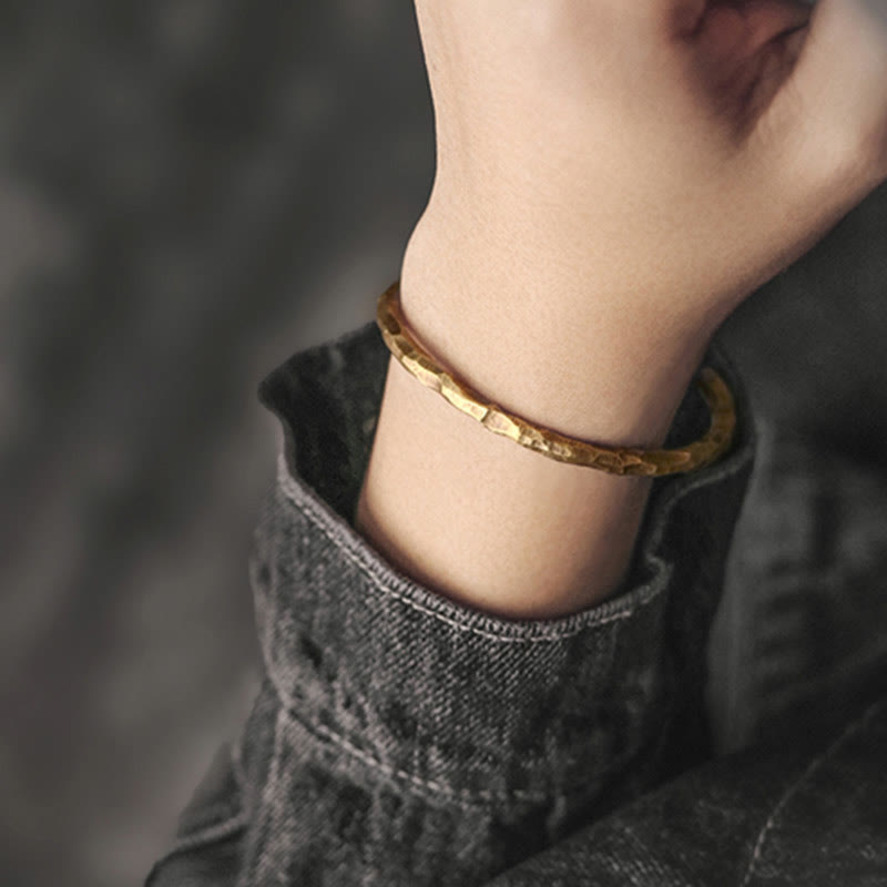 Bracelet manchette tibétain porte-bonheur en cuivre 63 mm unisexe spirituel