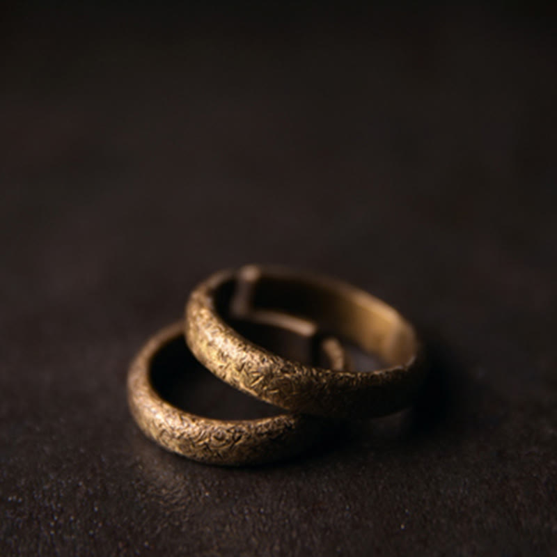 Bague de couple porte-bonheur réglable vintage tibétaine en cuivre