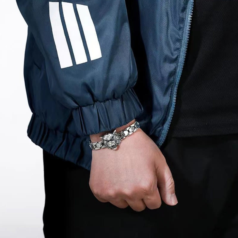 Bracelet de guérison en cuivre avec tête de tigre pour l'équilibre et la chance