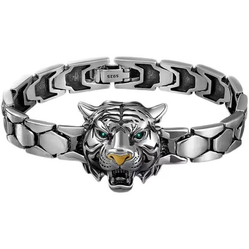 Bracelet de guérison en cuivre avec tête de tigre pour l'équilibre et la chance