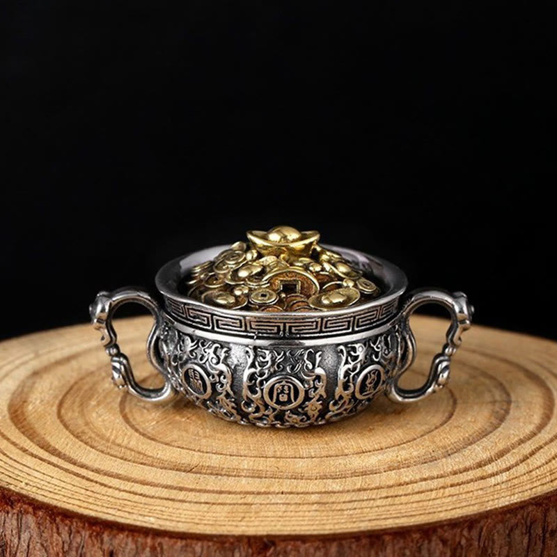 Collier pendentif bol au trésor en cuivre pour la richesse et la chance