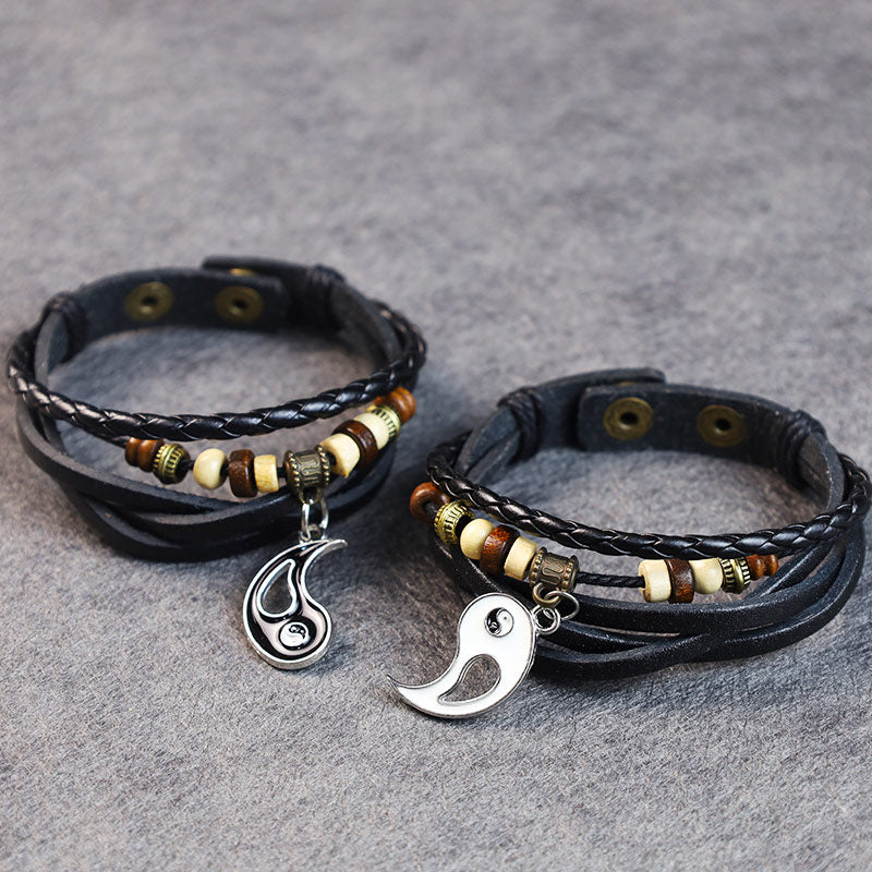 Bracelet d'équilibre Yin Yang en cuivre unisexe, longueur 22 cm