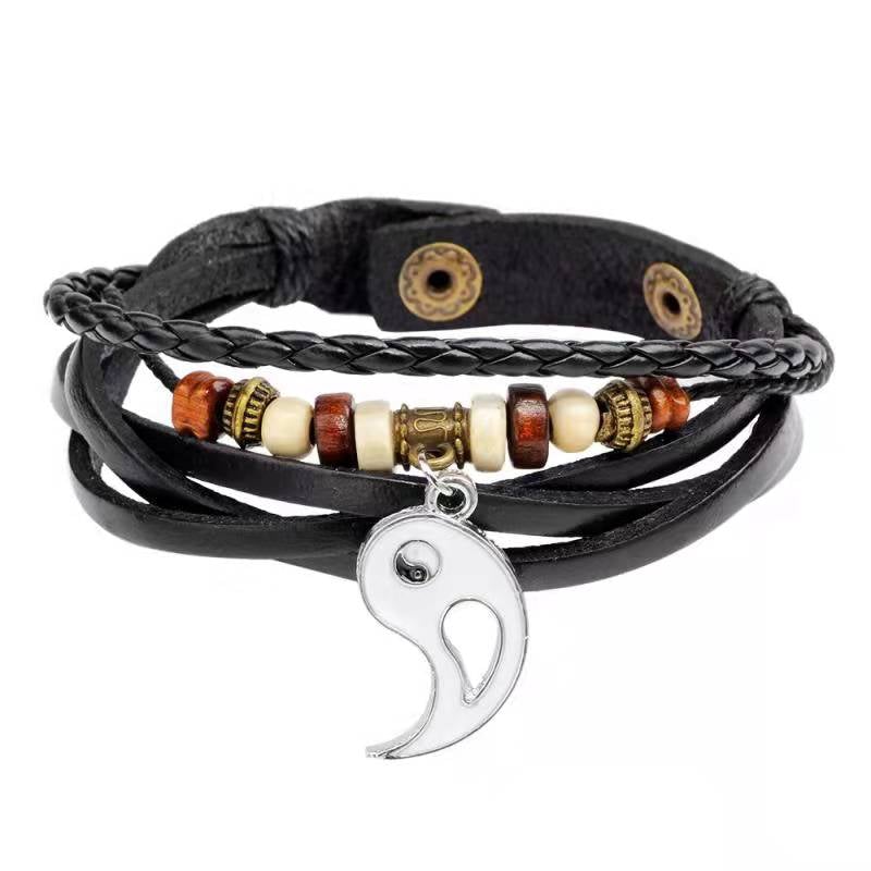Bracelet d'équilibre Yin Yang en cuivre unisexe, longueur 22 cm