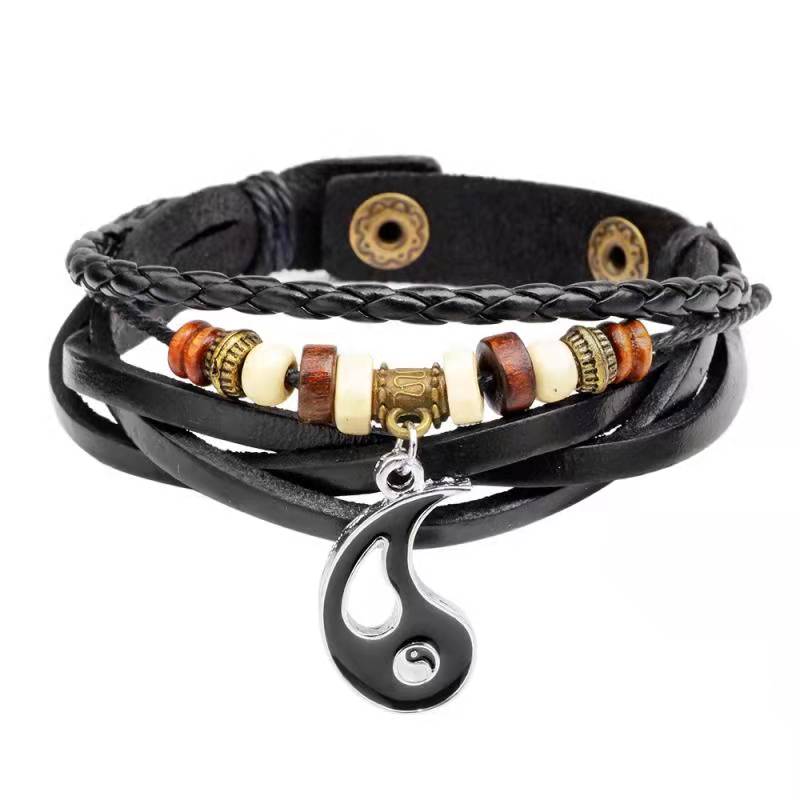 Bracelet d'équilibre Yin Yang en cuivre unisexe, longueur 22 cm