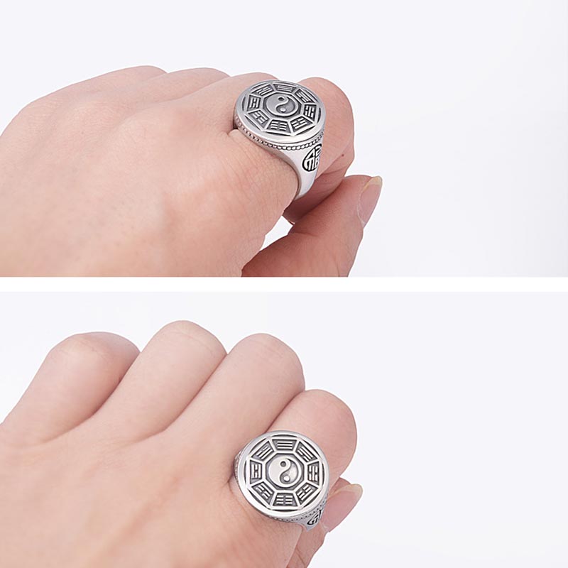 Bague d'équilibre Yin Yang en cuivre 14,5 mm unisexe guérison