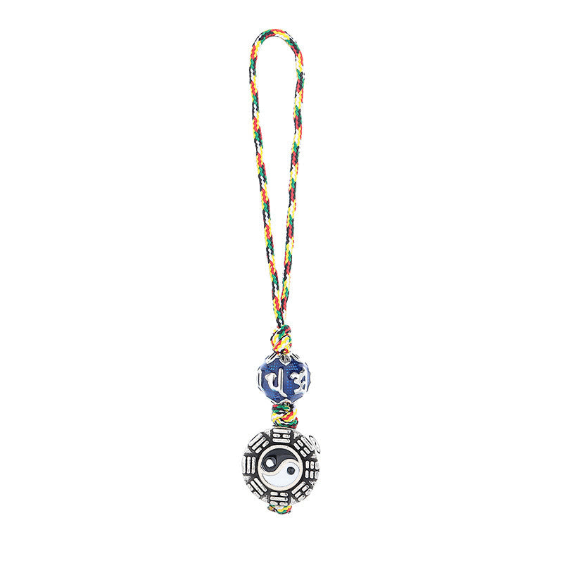 Porte-clés Bagua en cuivre avec symbole Yin Yang pour l'harmonie et l'équilibre