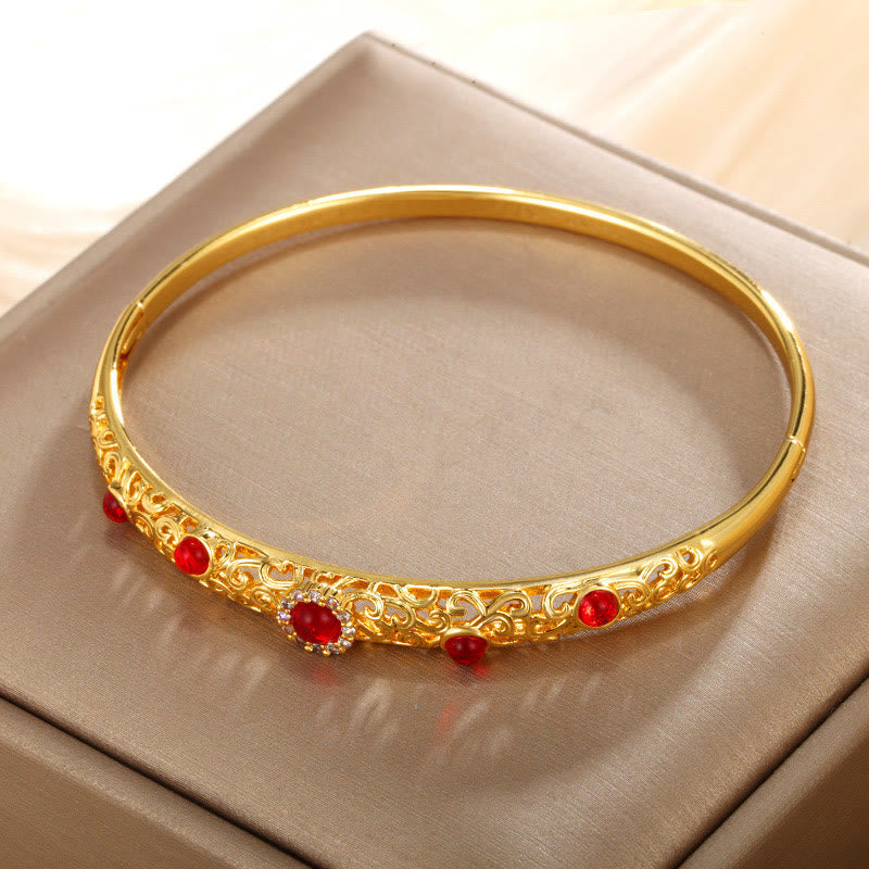 Bracelet porte-bonheur en cuivre et zircon 56 mm ouvrable