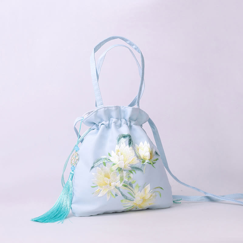 Sac fourre-tout de yoga en coton et lin avec bandoulière réglable 21 x 22 cm