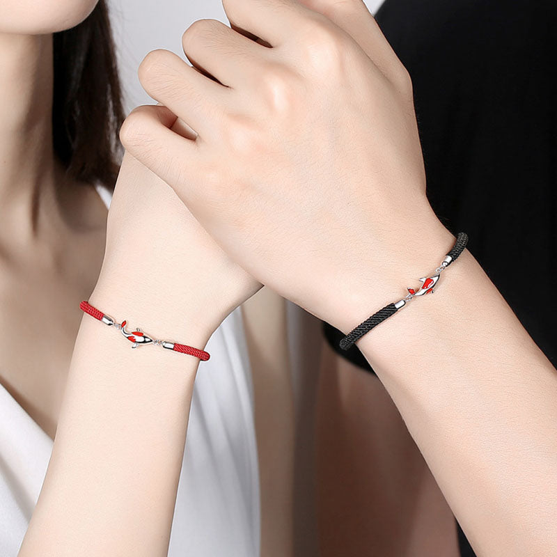Bracelet couple poisson koï pour chance, richesse et protection