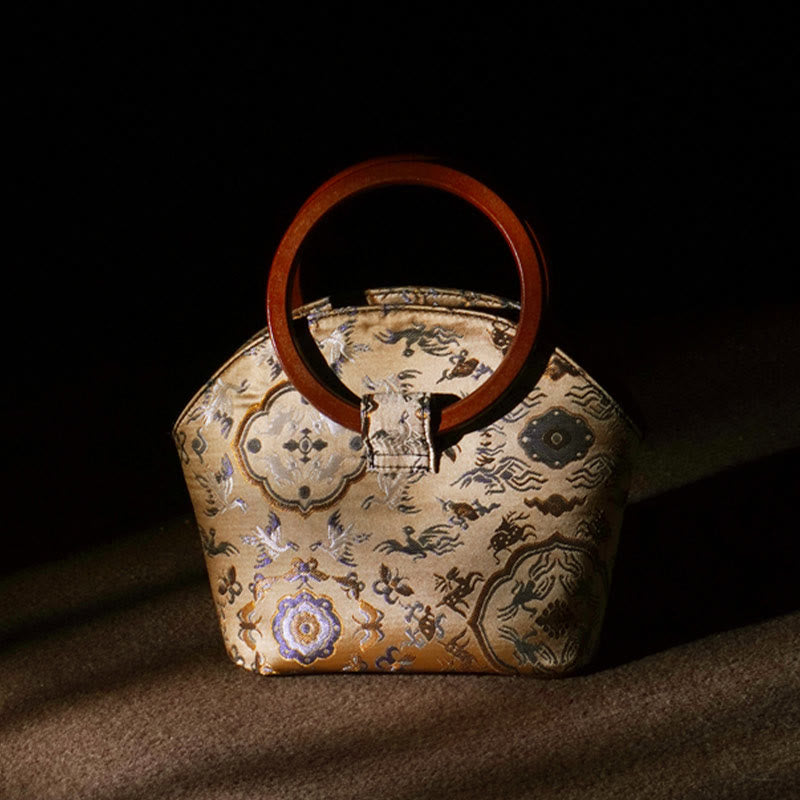Sac à main spirituel avec poignée en bois de cerf et grue 19 cm pour l'harmonie